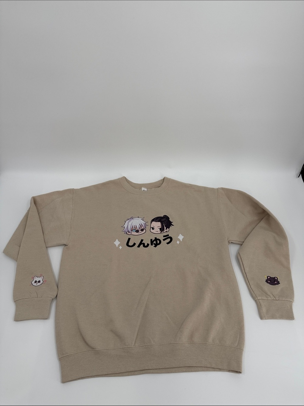 Beige Crewneck Sweater Satoru Gojo and Suguru Geto from Jujutsu Kaisen
